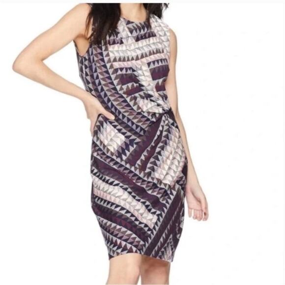 Nic+Zoe Size L Elegant Edit Twist Dress Pattern Sleeveless Ruched Stretch - Picture 1 of 11